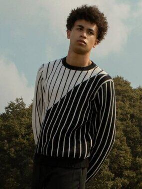 NEW INGMARSON Striped Wool & Cashmere Sweater – Size Approx. M / Pit-to-Pit 21″